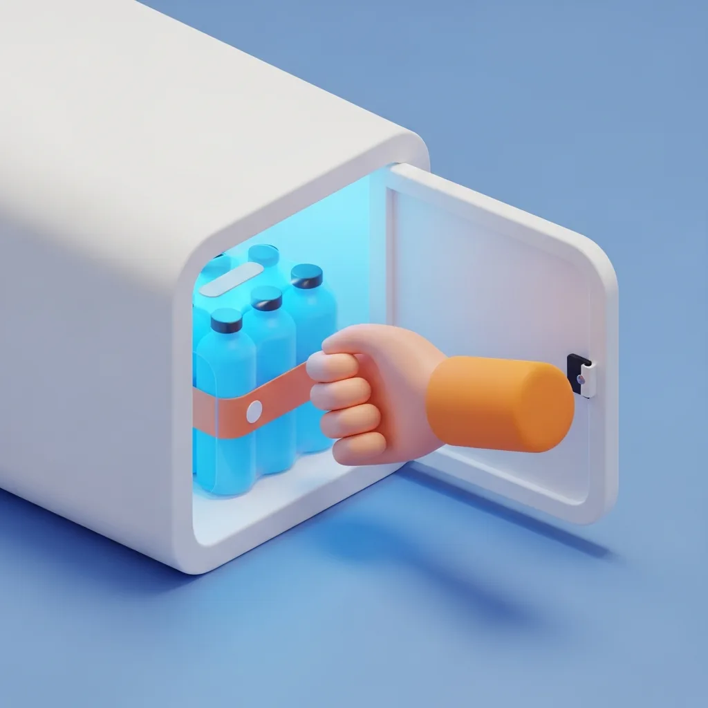 Récupération du pack d'eau dans le casier